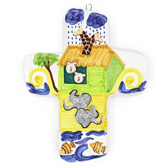 Noah's Ark Nursery Cross Boozell Collection Baby Terracota Mexico Hand Painted - Picture 1 of 11